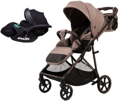 Прогулочная коляска Peppy Amici с автокреслом Verona Black Sandstone рама Greige