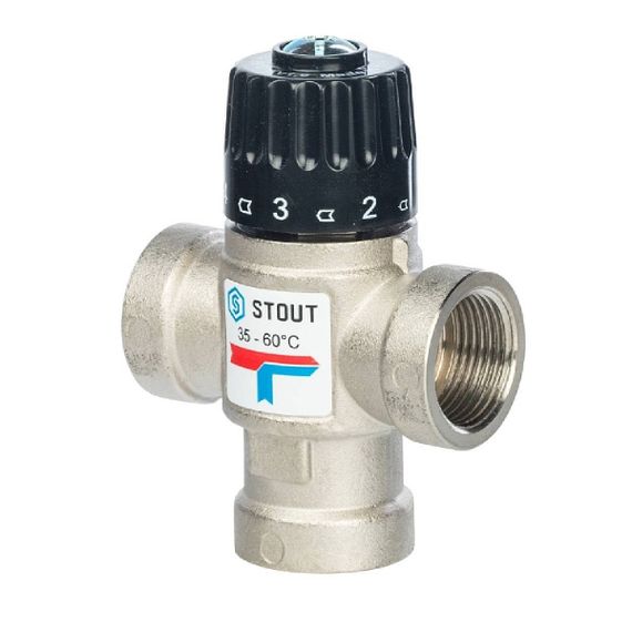 Клапан смесительный термостат STOUT ВР 3/4&quot; 35-60С KV 1,6 27270