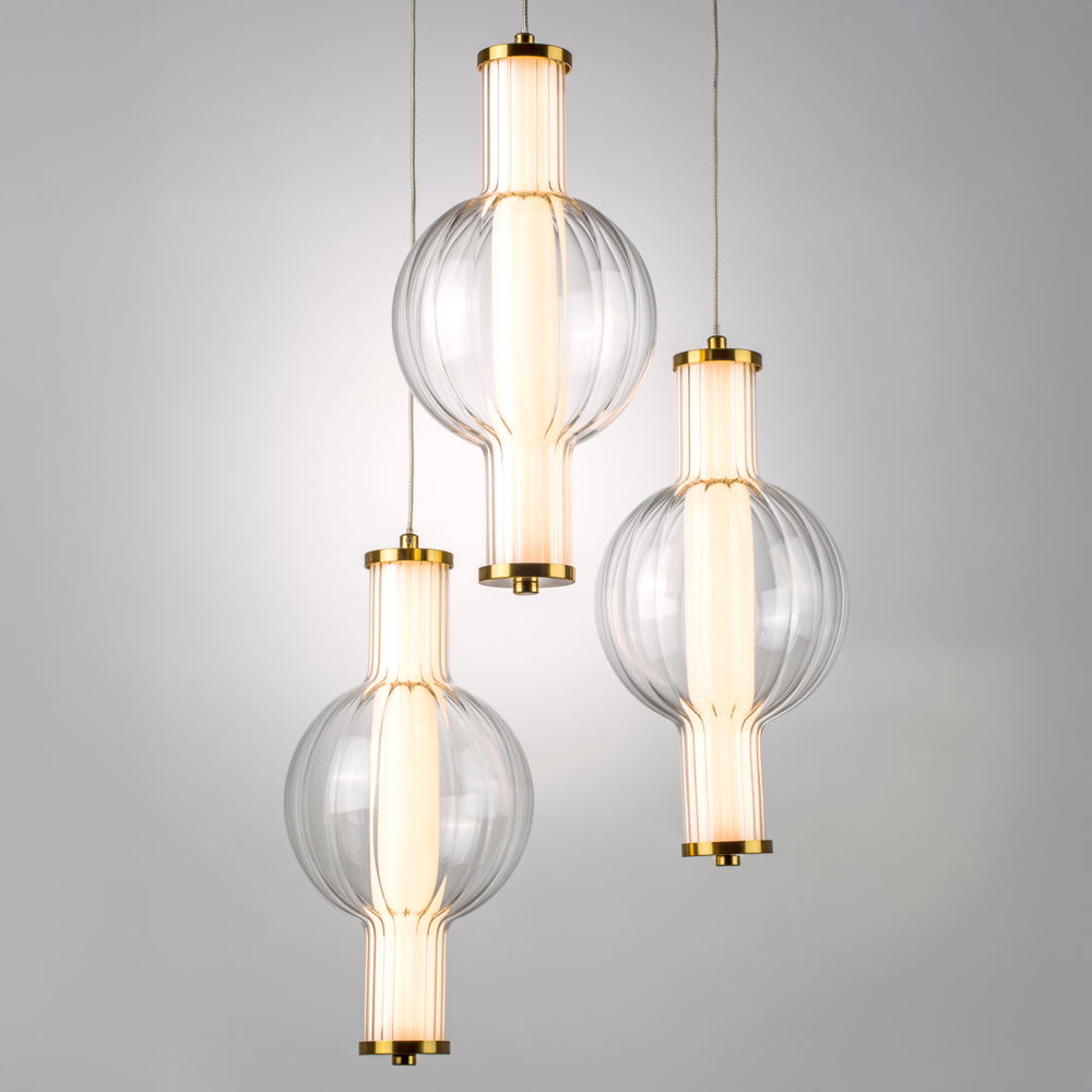 800133 Люстра BOTTO LED 3х6W 1820LM ЛАТУНЬ/ПРОЗРАЧНЫЙ/БЕЛЫЙ 3000K