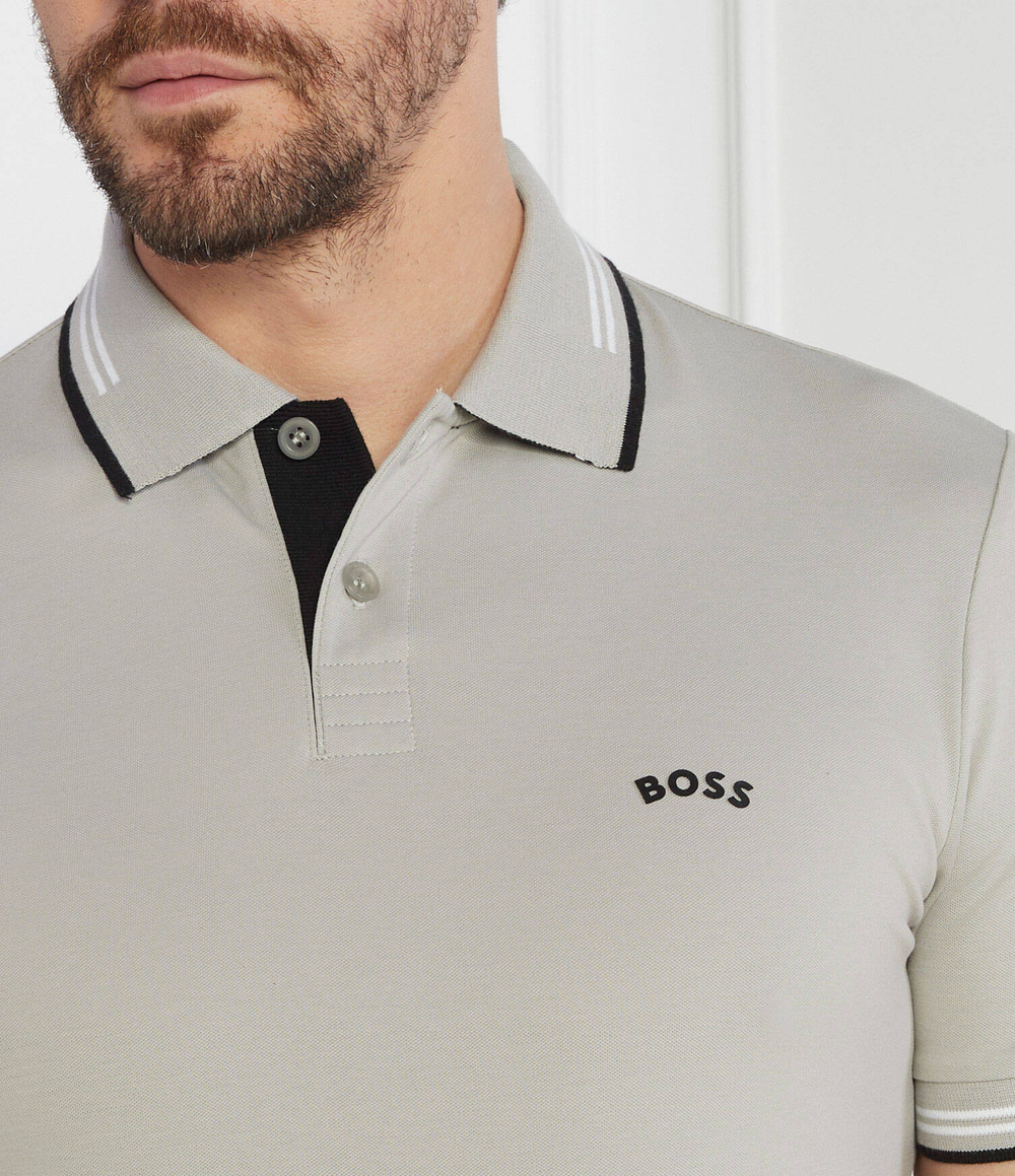 Поло Paul Curved BOSS GREEN - серый(50469245)
