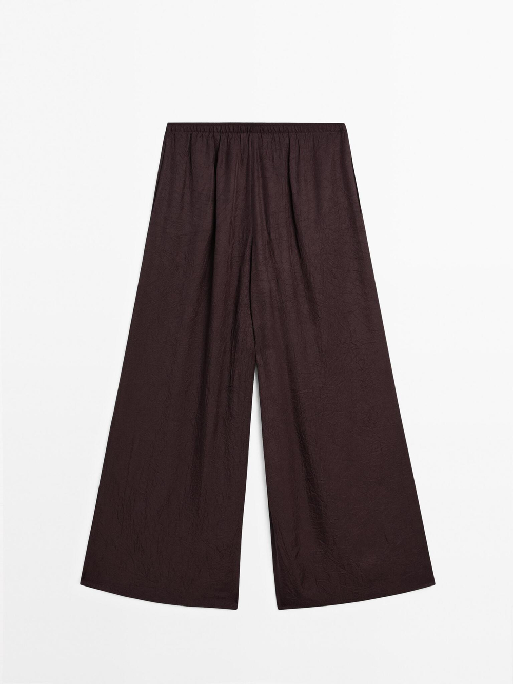 Massimo Dutti Струящиеся брюки из жатой ткани, бургундский