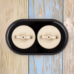 Рамка 2-х постовая, керамика, цвет черный BF2-620-03