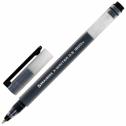 Ручки гелевые BRAUBERG X-WRITER 1800, УВЕЛИЧЕННАЯ ДЛИНА ПИСЬМА 1 800 м, ЧЕРНЫЕ, КОМПЛЕКТ 10 ШТУК, стандартный узел 0,5 мм, 144138