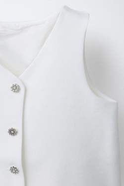 ZARA ЖИЛЕТ БЕЗ РУКАВОВ, БЕЛЫЙ
