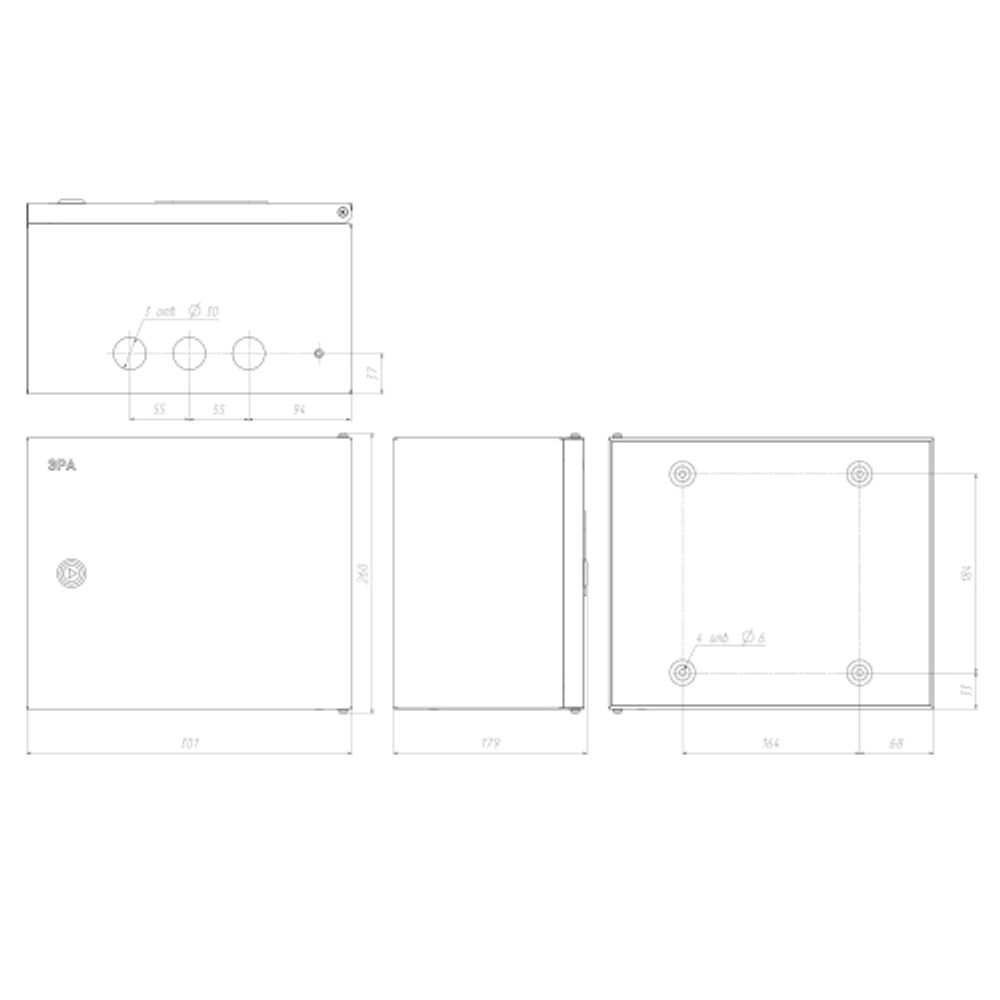 Корпус металлический ЭРА SIMPLE ЩМПг-02 (250х300х175) IP54 У2 серый | Корпуса металлические с монтажной панелью