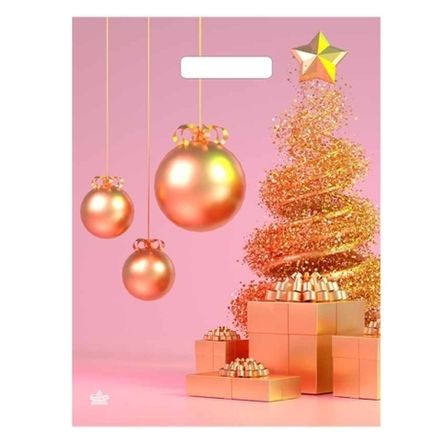 Новогодние пакеты "Розовый шик" 31х40см 60мкм (50/500шт)