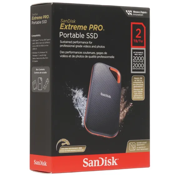 Внешний твердотельный накопитель SanDisk Extreme PRO Portable SSD V2 2TB (2000 МБ/с)
