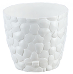Кашпо для цветов 8 л КАМНИ пластик 260 мм без подставки БЕЛЫЙ