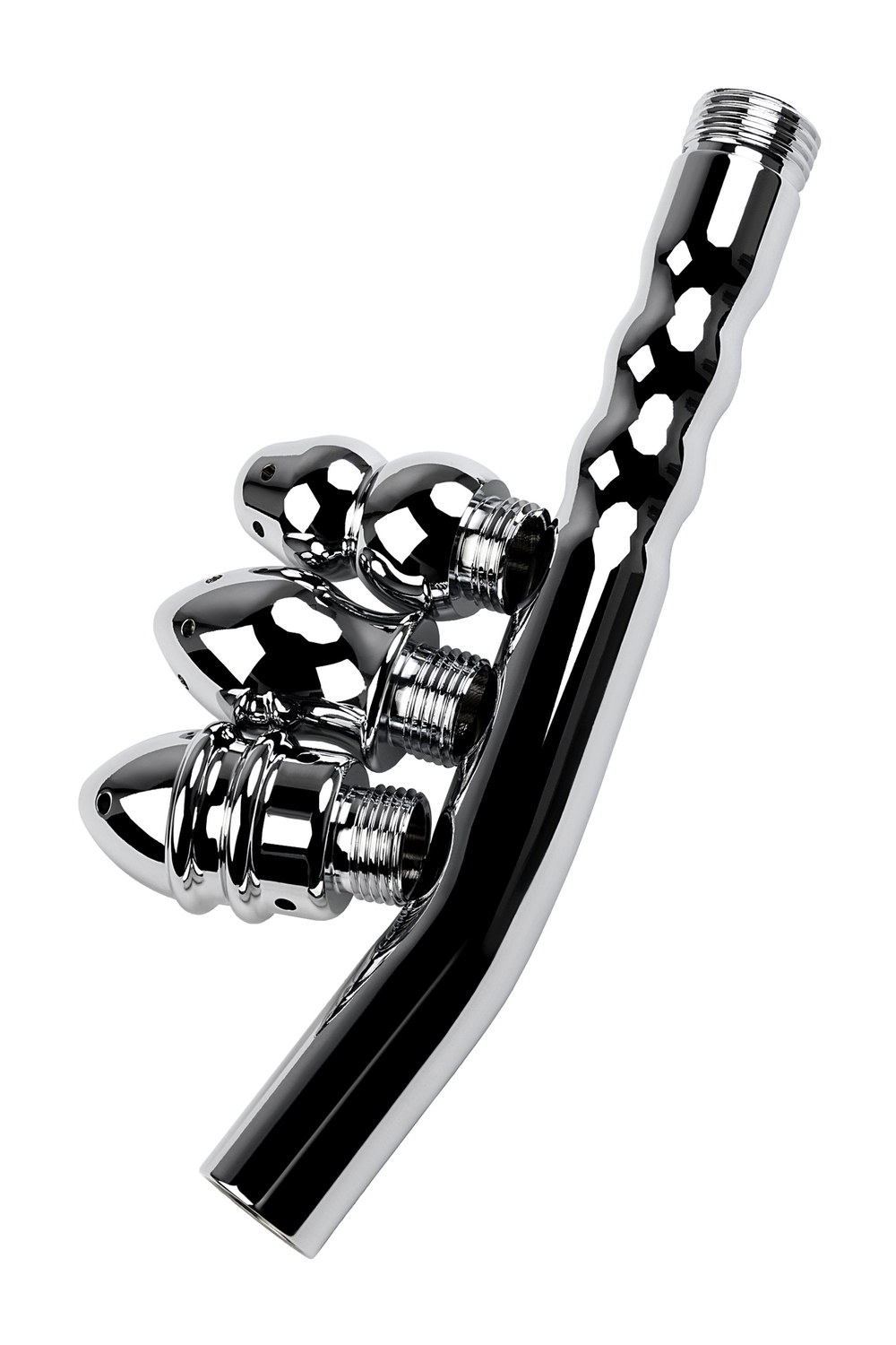 Анальный душ с тремя насадками серебряный 18 см