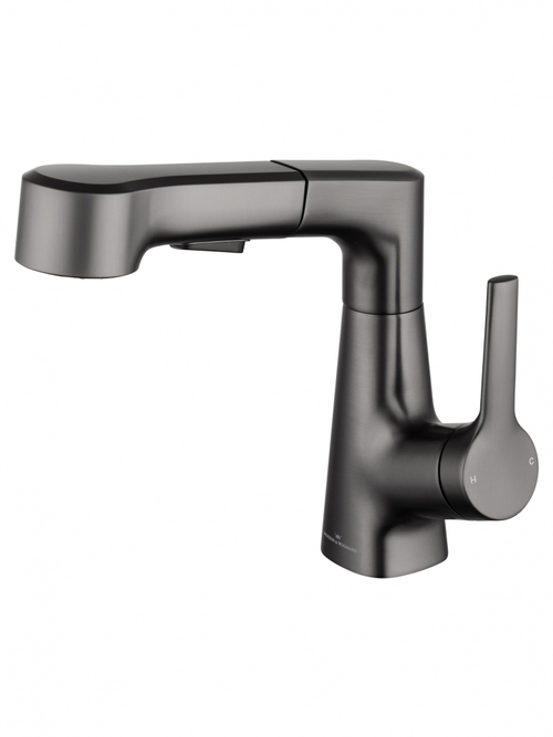 Смеситель для раковины с выдвижным изливом WONZON & WOGHAND, Темный графит (WW-121B108-BGG)