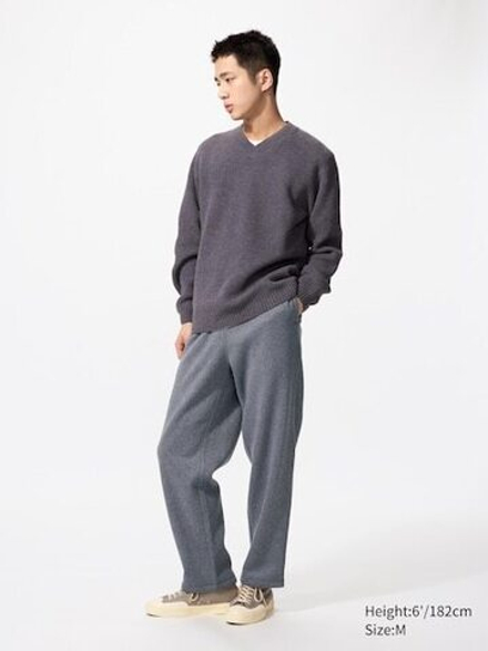 UNIQLO ШФЛИСОВЫЕ БРЮКИ ДЛИНОЙ ДО ЩИКОЛОТКИ, ТЕМНО-СЕРЫЙ