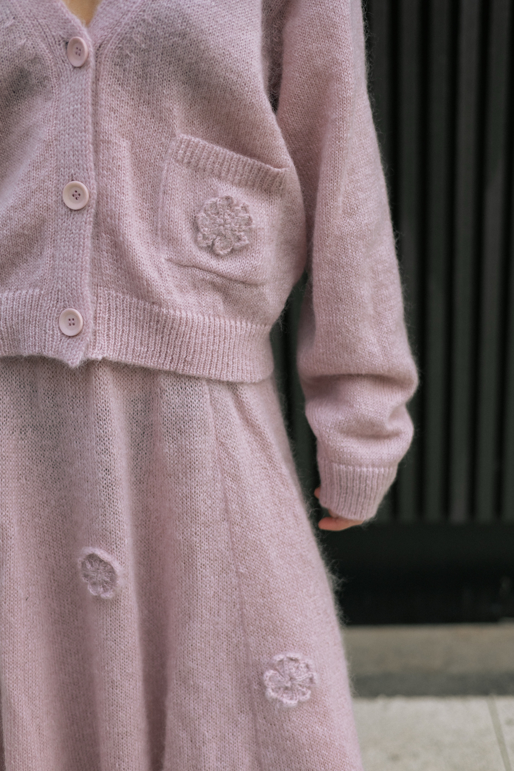 Лиловый кардиган из мохера