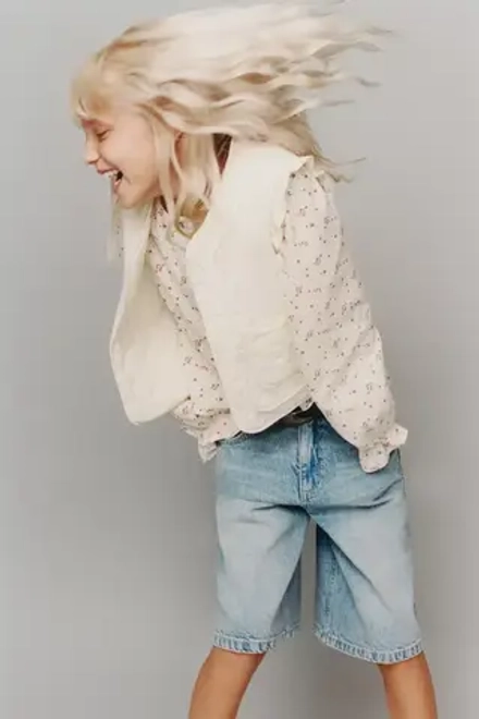 ZARA ЖИЛЕТ С ОБОРКАМИ, ЭКРЮ