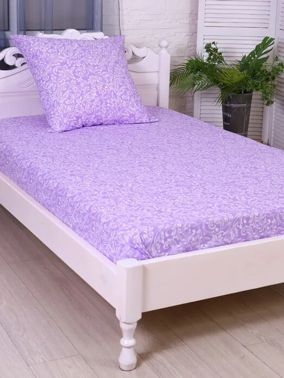 Постельное бельё 1.5сп Завиток лав (простыня 145х215см, наволочка 70х70см) бязь, 120г/м², 100% хлопок