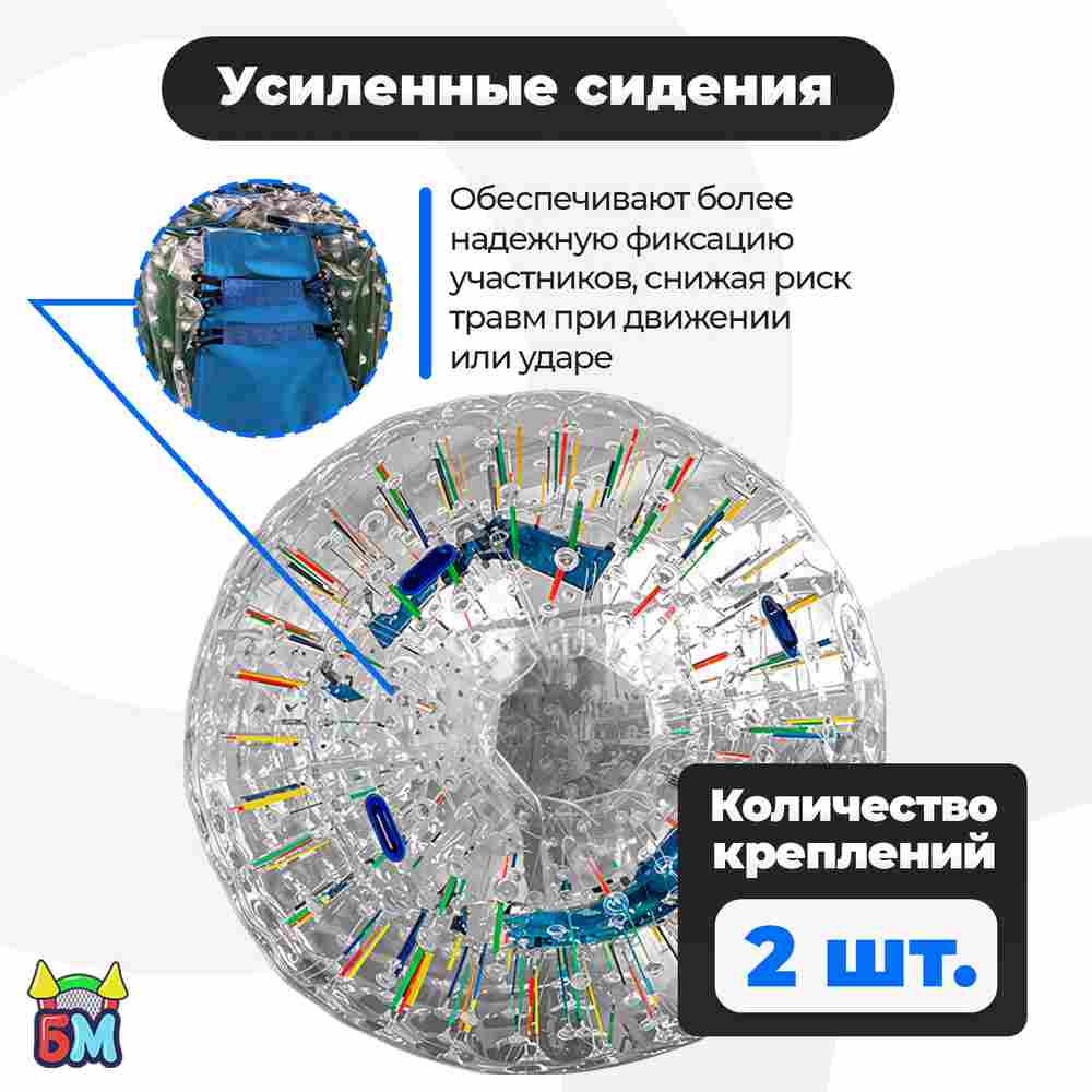 Светящийся зорб «Neo» ПВХ, усиленные сиденья, диаметр 2,8 м