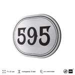 Номерок на дверь квартиры 595, для кабинета, офиса, шильдик 9 х 7 см, серебристый, Айдентика Технолоджи
