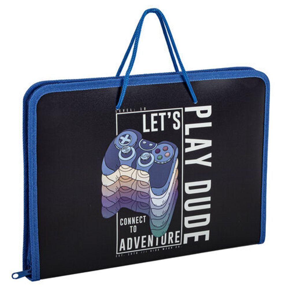 Папка для труда на молнии с ручками ПИФАГОР А4, 1 отделение, пластик, органайзер, "Aracde Fun", 271474