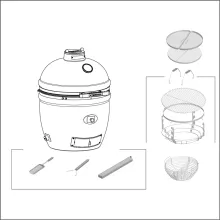 Керамический угольный гриль Monolith Two.55, 43 см, с ножками и столиками, чёрный