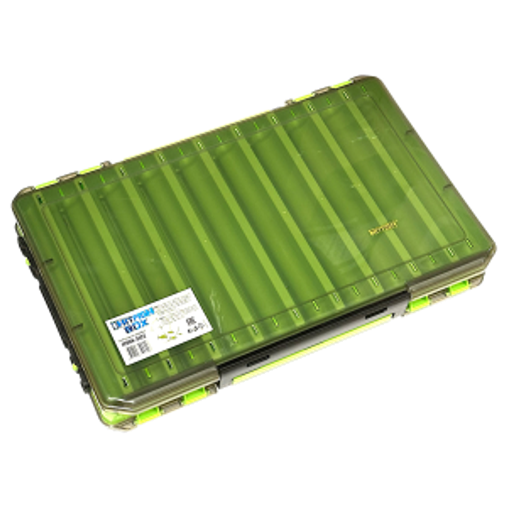 Коробка HitFish HFBOX-3422 рыболовная 18 отделений 340х215х50мм Двухсторонняя для воблеров Зелёная