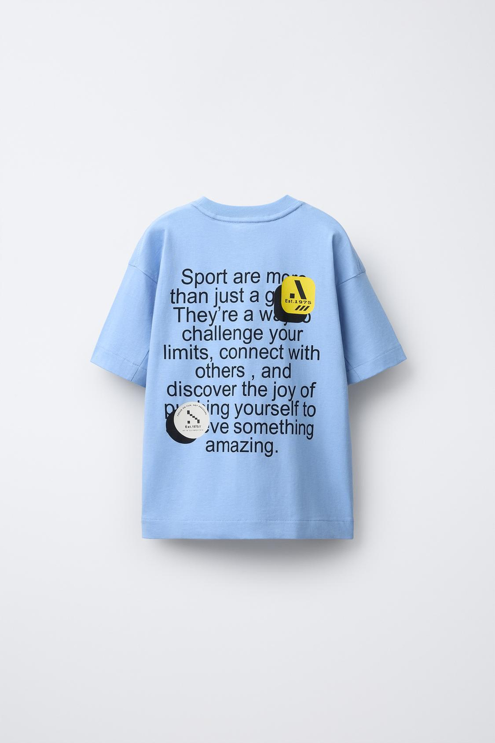 ZARA ФУТБОЛКА SPORTY С НАДПИСЬЮ, ГОЛУБОЙ