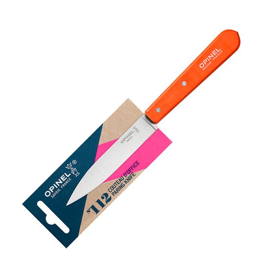 Нож столовый Opinel №112, деревянная рукоять, блистер, нержавеющая сталь, оранжевый, 001916