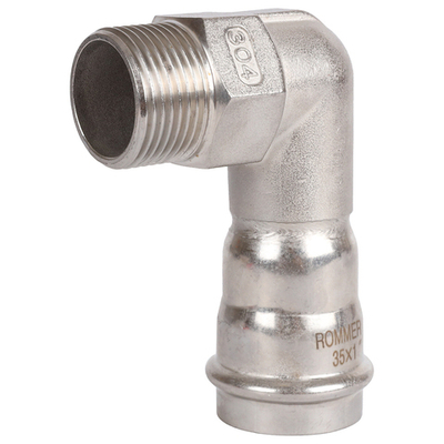 ROMMER Угольник-переходник с НР 35x1" из нержавеющей стали прессовой