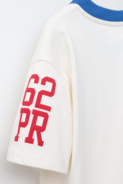 ZARA ФУТБОЛКА С НАДПИСЬЮ, ЖЕЛТОВАТО-БЕЛЫЙ