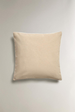 ZARA HOME ЛЬНЯНОЙ ЧЕХОЛ ДЛЯ ДЕКОРАТИВНОЙ ПОДУШКИ С ВЫШИВКОЙ «ПАЛЬМЫ», КРЕМОВЫЙ