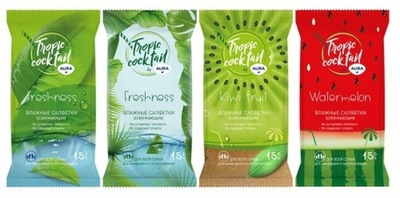 AURA освеж.влаж.салф. TROPIC Освежающие 15шт.