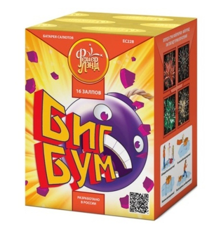 Батарея салютов ФЛ Биг бум 16 залпов калибром 0.8" высотой 35 метров