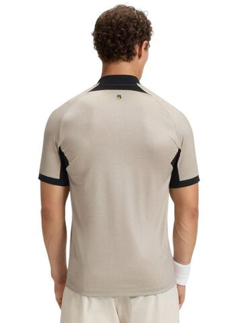 Мужская теннисная футболка BOSS MatchМяч TOC Zip-Neck Slim-Fit - light beige