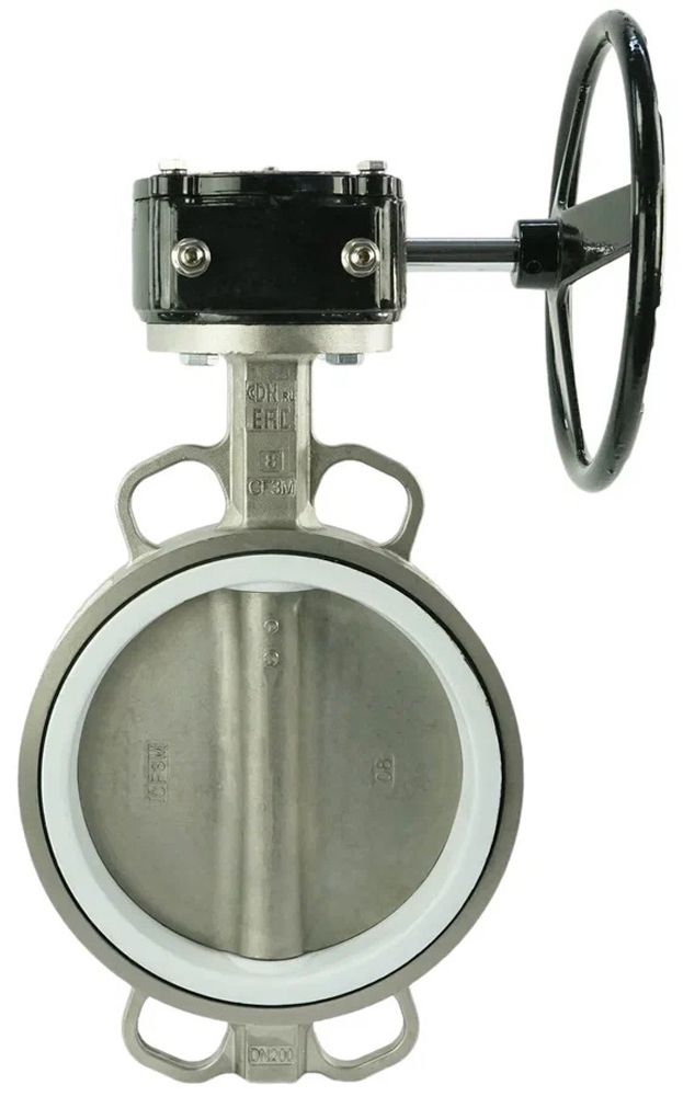 Water Butterfly Valve Elephant 316L-PTFE-HAM, body material - stainless steel AISI 316L, disk material - stainless steel AISI 316L, seal - PTFE, gear operated