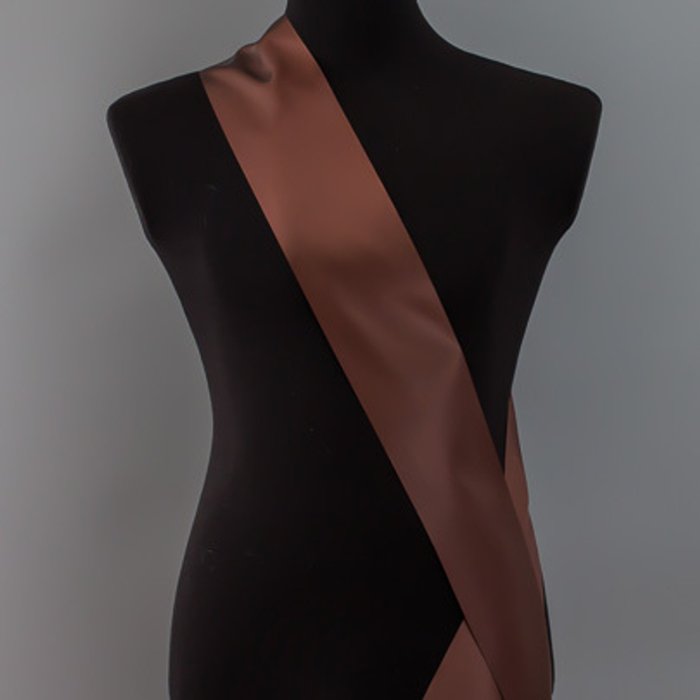 Лента наградная для конкурса красоты С НАНЕСЕНИЕМ. Цвет ленты КОРИЧНЕВЫЙ. Крепление булавка.