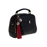 Средняя стильная летняя женская повседневная сумочка черного цвета из экокожи Dublecity 9078 Black