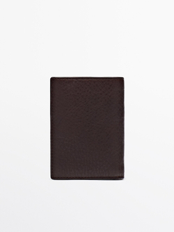 Massimo Dutti Вертикальный кошелек из кожи, коричневый