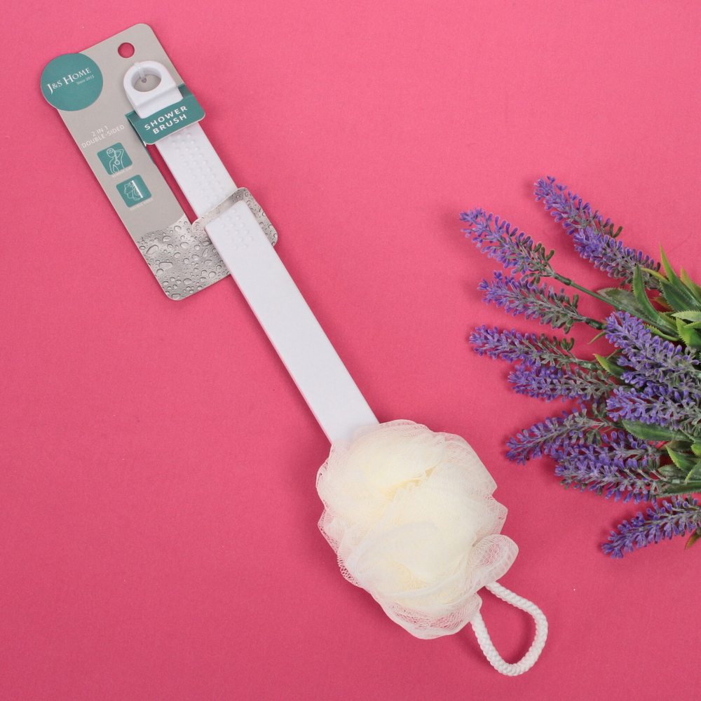 Мочалка массажная «Жемчуг» на пластиковой ручке, размер мочалки 36*11см