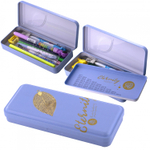 Пенал металлический 2 отделения Alingar, таблица умножения, 100 х 220 мм, "Eternity", голубой (золотой листик и надпись)