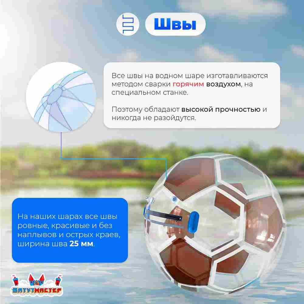 Аттракцион Водный шар ПВХ «Футбольный мяч» 2*2*2 м