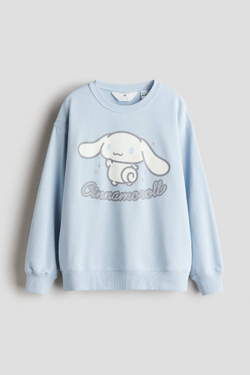 H&M Толстовка с принтом, светло-голубой