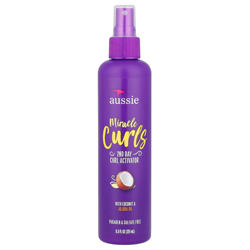 Aussie, Miracle Curls, активатор локонов для 2-х дневных локонов с кокосом и маслом жожоба, 251 мл (8,5 жидк. унц.)