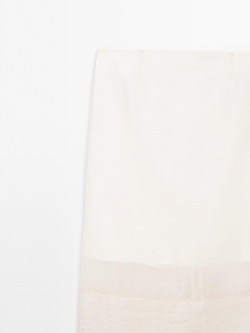 Massimo Dutti Атласная юбка миди, кремовый