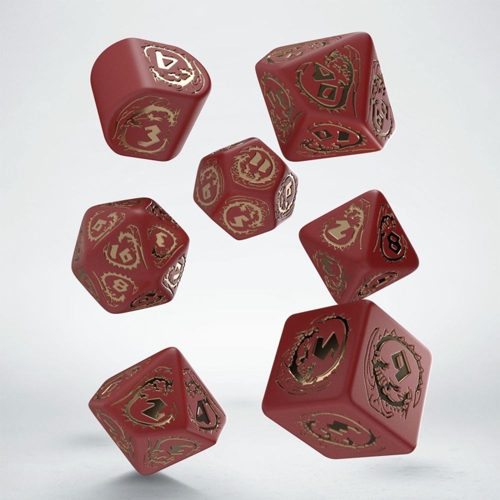 Dragons Modern Dice Set Red &amp; gold (Ruby)