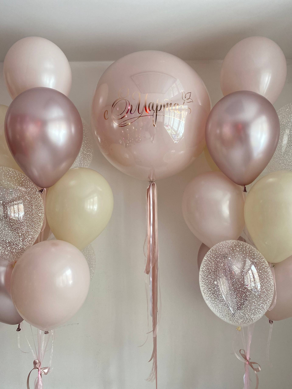 Большой двойной наш пыльная роза/шелк/песок №4837