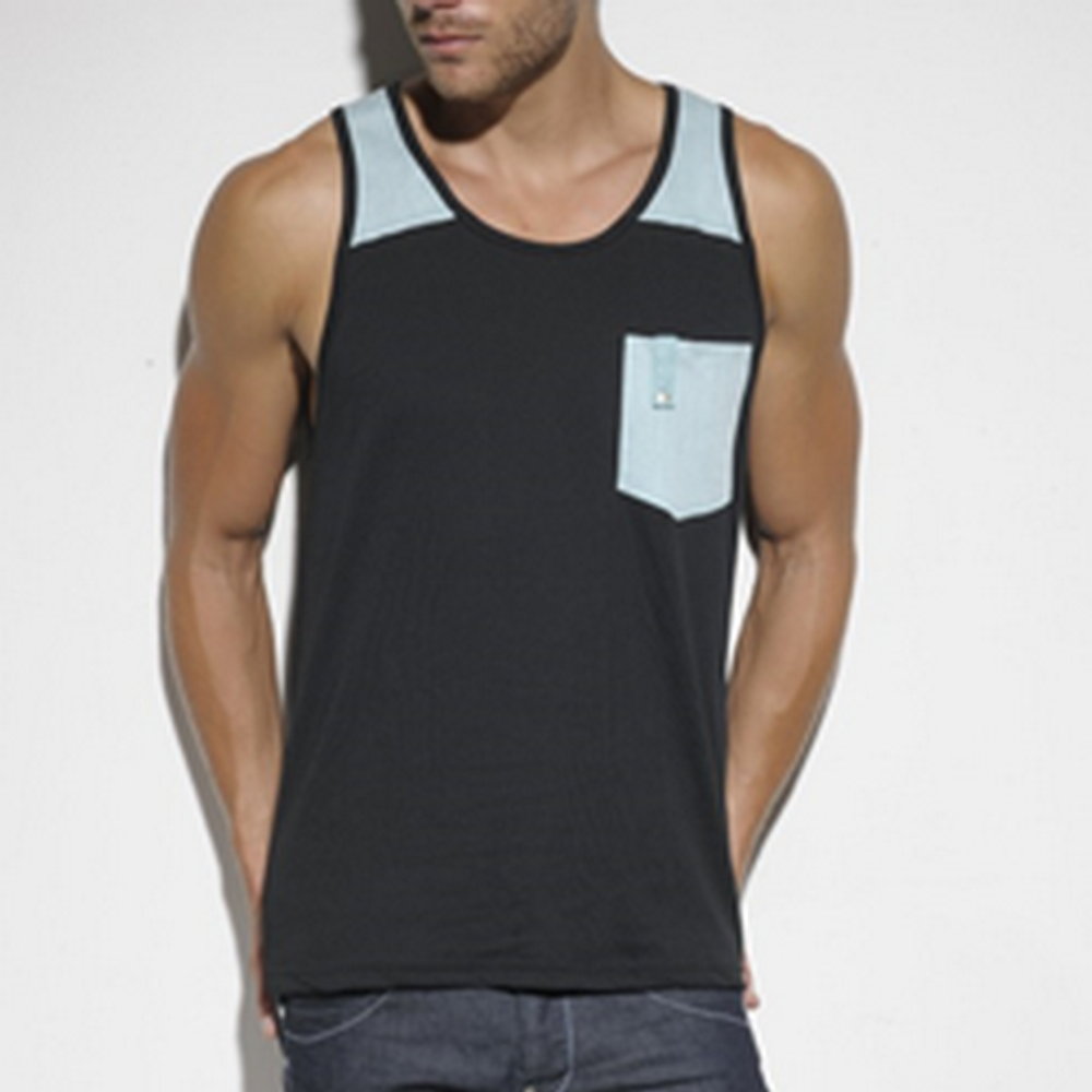 Мужская майка черная с бирюзовым ES