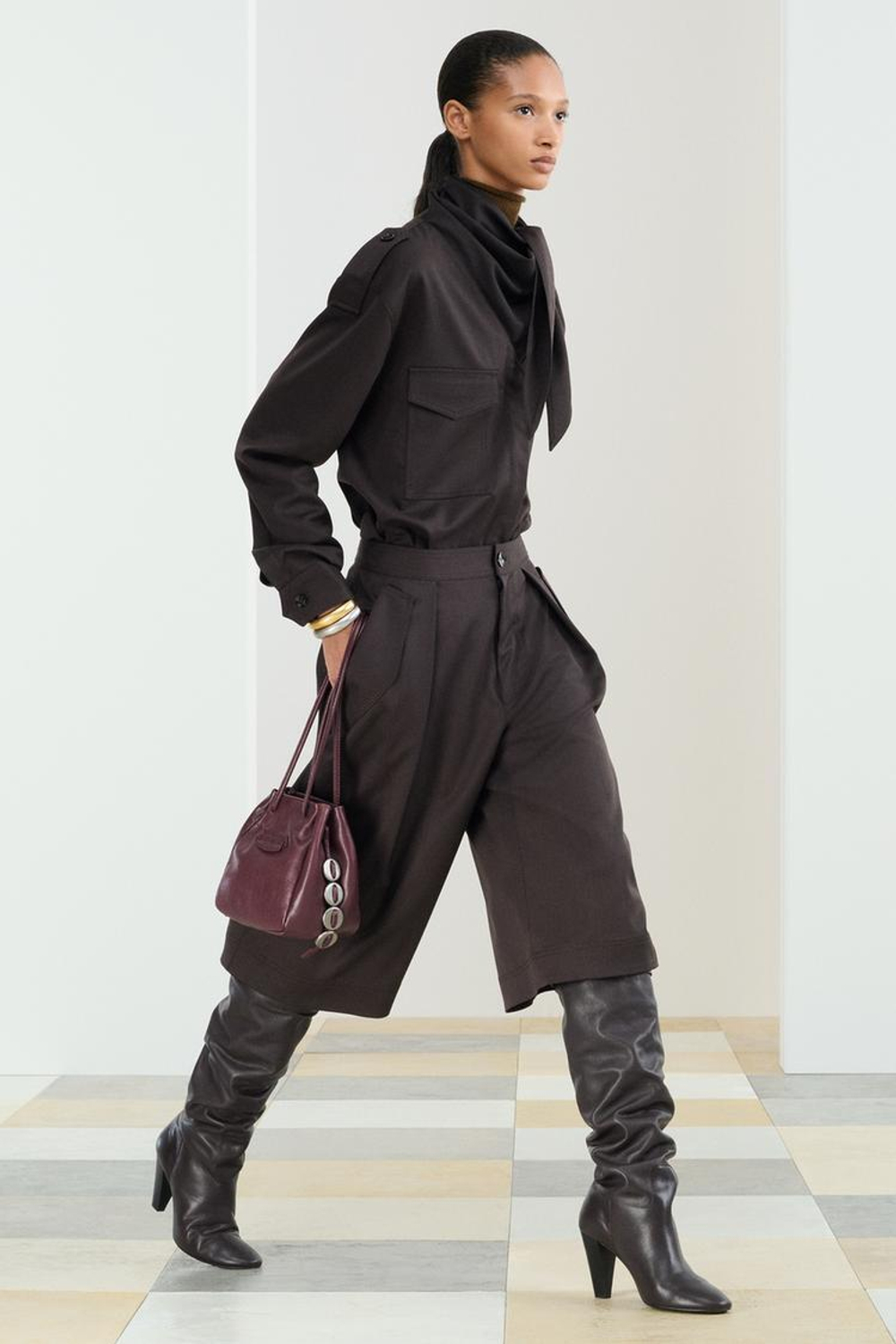 ZARA РУБАШКА С ДЛИННЫМИ РУКАВАМИ, ШОКОЛАДНЫЙ