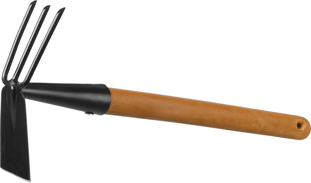 Мотыга-рыхлитель ″PROLine″, лопатка+3 зуба с деревянной ручкой, GRINDA 421517, 113х100х575мм