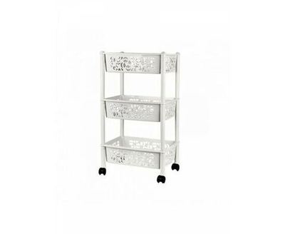 Этажерка Пластик Репаблик "Keeplex", Light, на колесиках, 3 секции, прямоугольная длинная, 58х18х69 см, цвет Белое облако