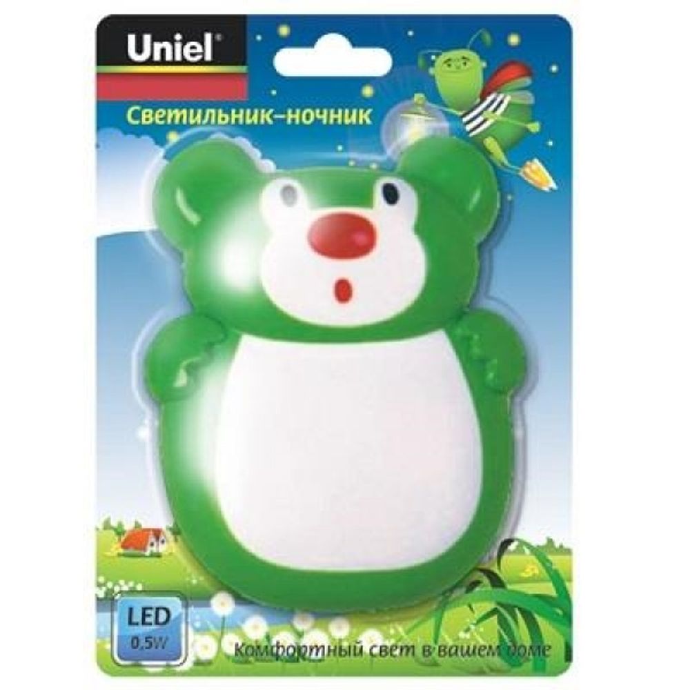 DTL-301-Мишка/Green/3LED/0,5W Светильник-ночник. Блистерная упаковка