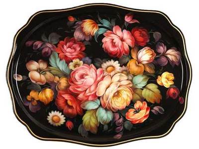 Жостовский поднос декоративный, размер 60х47 см (A31), металлический
