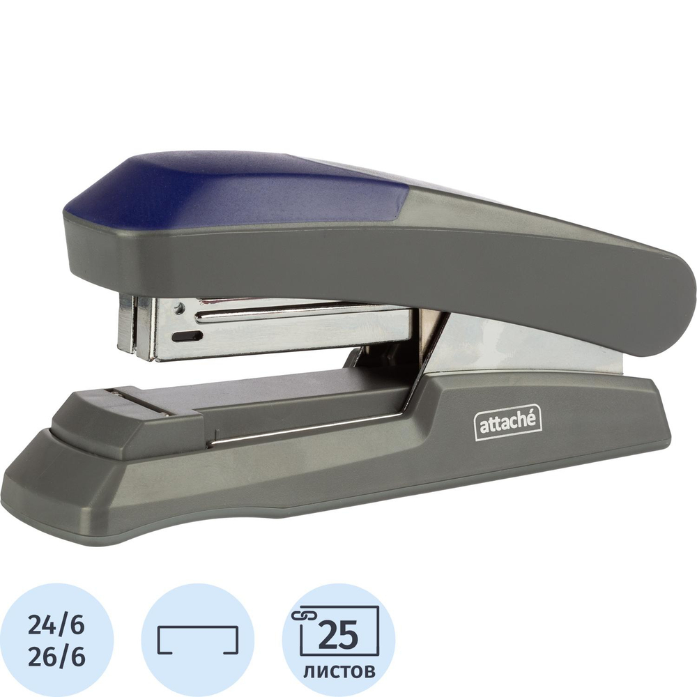 Степлер Attache Motion (№24/6) до 25 лис,энергосберегающий,пластик,серый